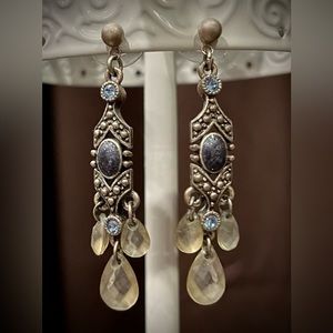 Blue chandelier drop fashion earrings